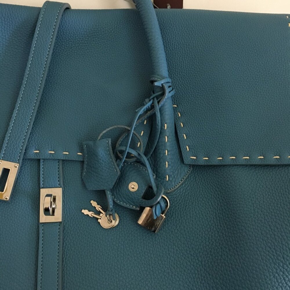 NWT Nagatani Made in Japan Large Tote w/Dust bag Blue Leather - Picture 14 of 16